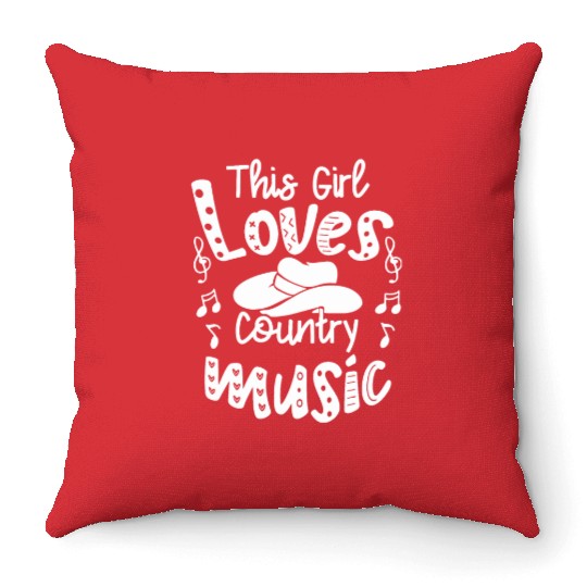Funny Music Lover This Girl Loves Country Musicwes Throw Pillows