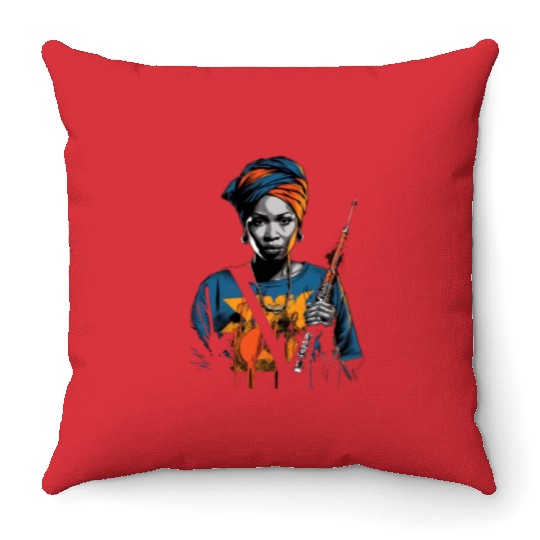 African American Nurse Afro Woman Syringe Nursing Throw Pillows
