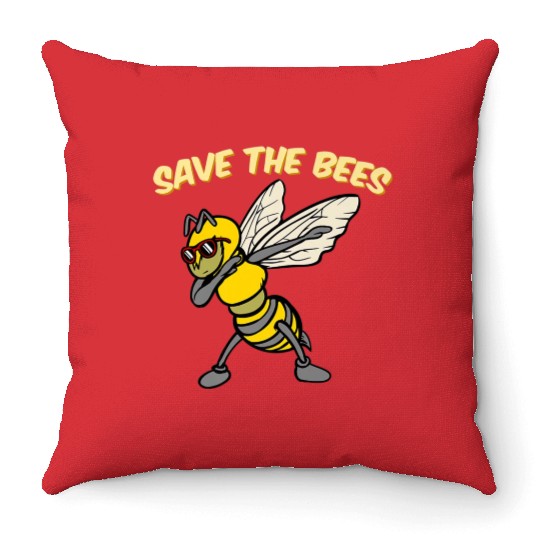 Save The Bees Throw Pillows Dabbing Bumblebee Bee
