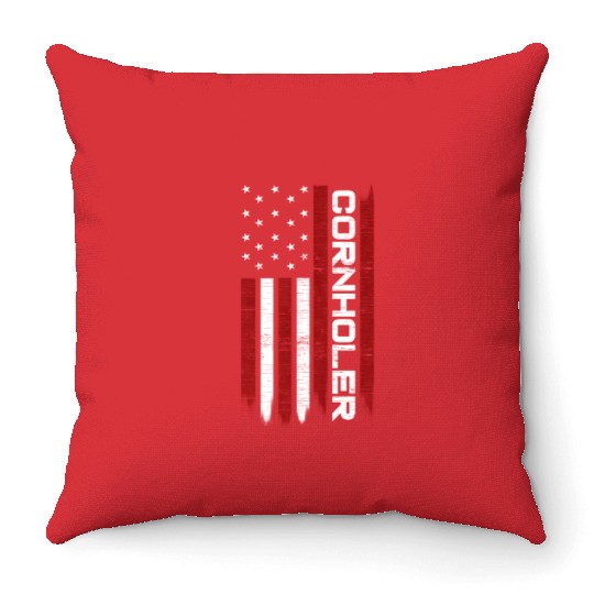 Cornhole Usa Flag Cornholer Bean Bag Game Throw Pillows
