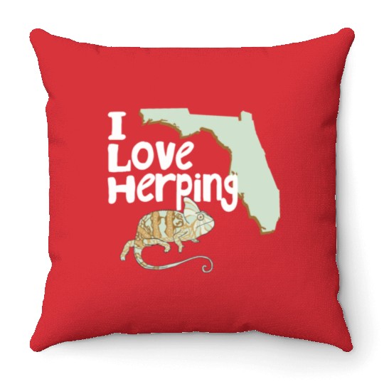 Florida Chameleon I Love Herping Throw Pillows