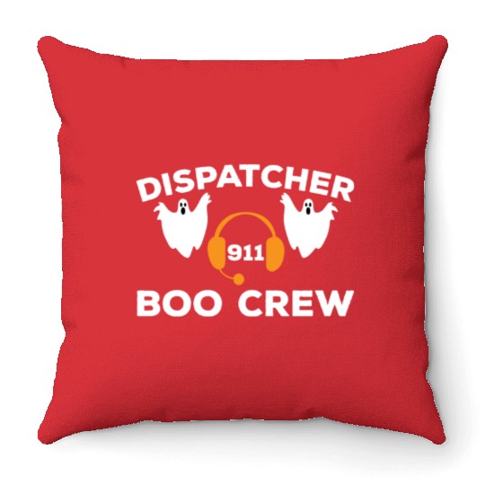 Funny Dispatcher 911 Boo Crew Spooky Halloween Throw Pillows