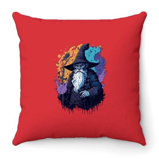 black wizard Throw Pillows