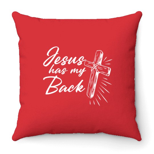 Jesus Has My Back 2 Throw Pillows