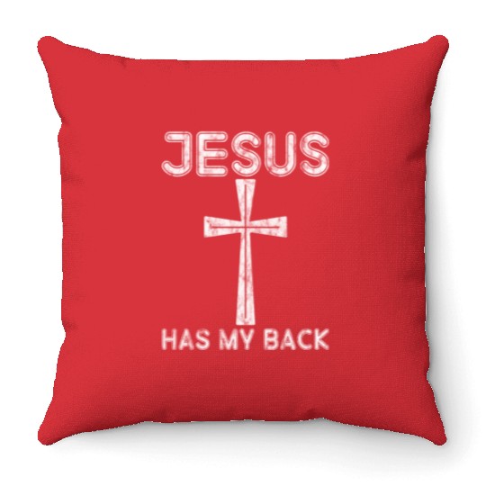 Jesus Has My Back 3 Throw Pillows