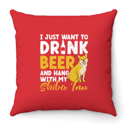 Shiba Inu Dog Lover Puppy Breeder Pet Beer Drinker Throw Pillows