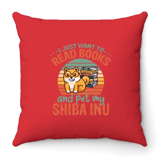 Shiba Inu Dog Lover Puppy Breeder Pet Book Reader Throw Pillows