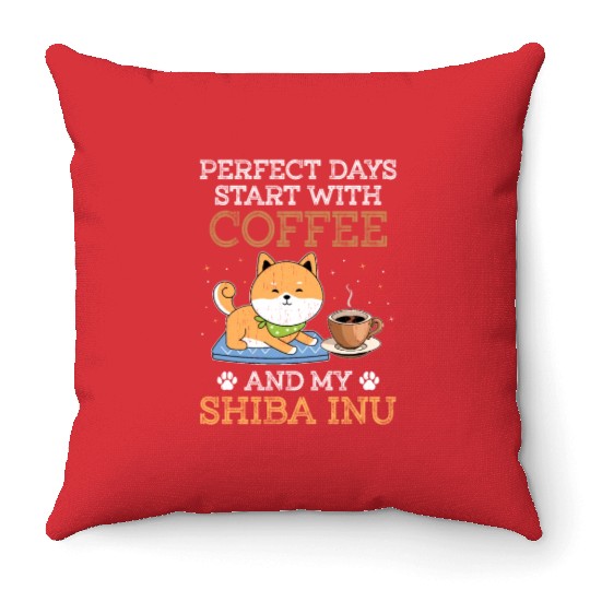 Shiba Inu Dog Lover Puppy Breeder Coffee Drinker Throw Pillows