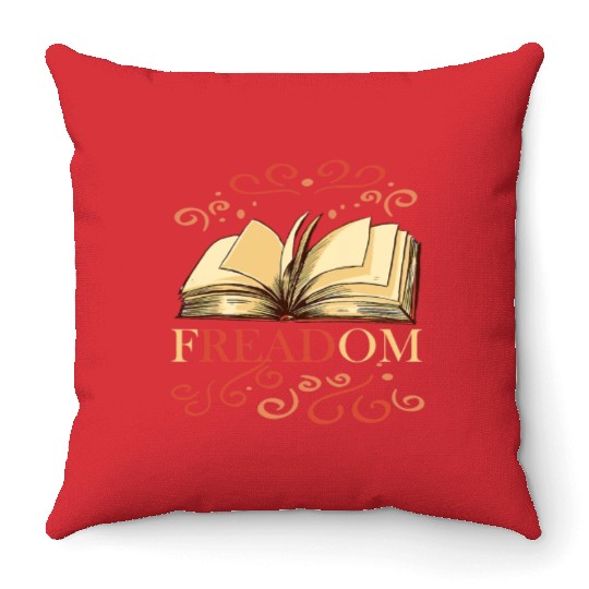 Freadom book lover book worm reading librarian Throw Pillows