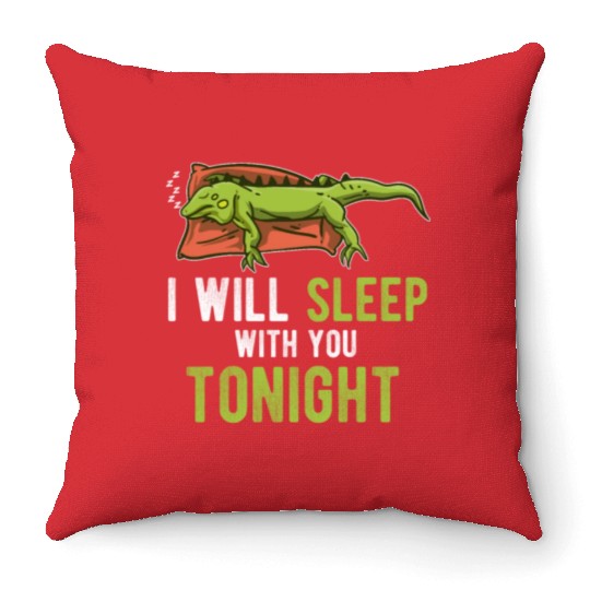 Sleep Tonight Lazy Pet Reptile Lizard Funny Iguana Throw Pillows