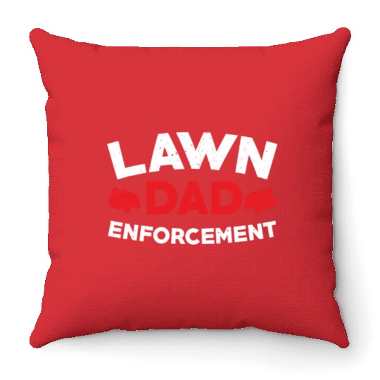 Lawn Enforcement Dad Outfit Cutting Grass Throw Pillows
