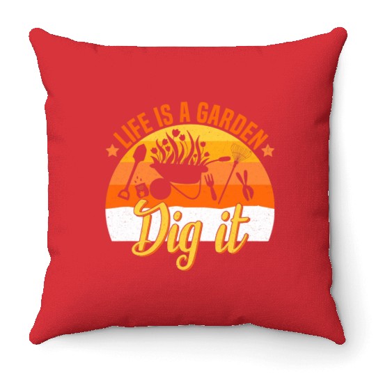 Life is a Garden Dig it Succulent Gardening Grass Throw Pillows