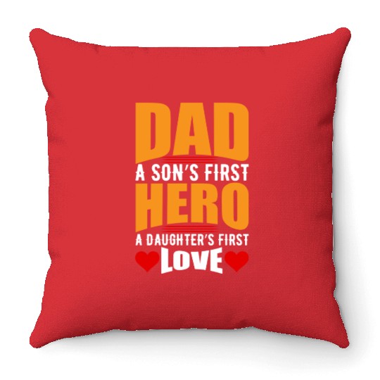 Dad Son And Daughter Throw Pillows