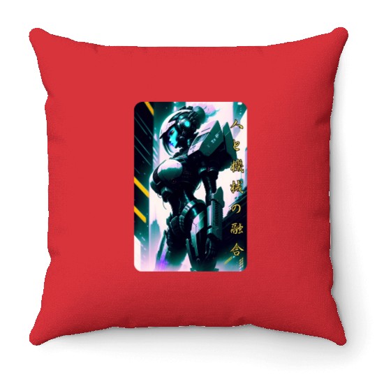 Neon Nights: A Cyberpunk Design 7 Throw Pillows