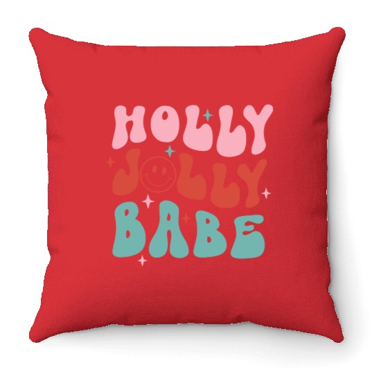 Holly Jolly Babe Throw Pillows