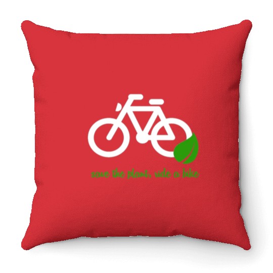 Save The Planet Ride A Bike Throw Pillows