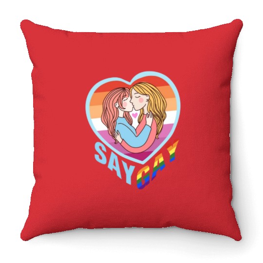 Say Gay Lesbian Couple Throw Pillows
