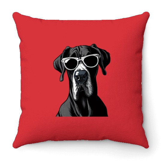 GREAT DANE WEARING SUNGLASSES PETS Throw Pillows