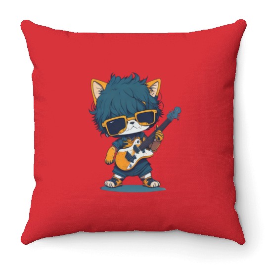 Electric Groove Meet Gris, the Adorable Baby Tiger Throw Pillows