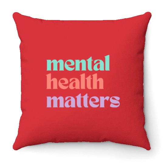 Mental Health Matters | Retro Quote Peach Candy Throw Pillows
