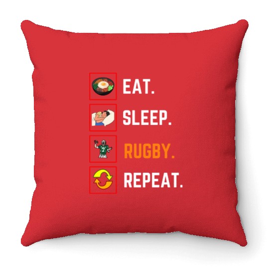 Funny Eat Sleep rugby Repeat Gift Throw Pillows