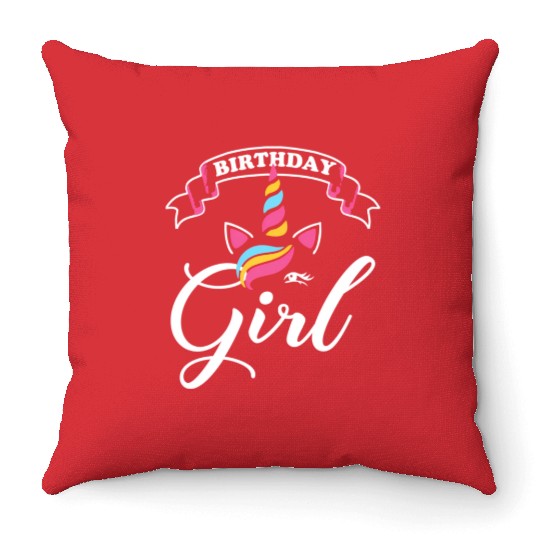 Rainbow Unicorn Happy Party Throw Pillows