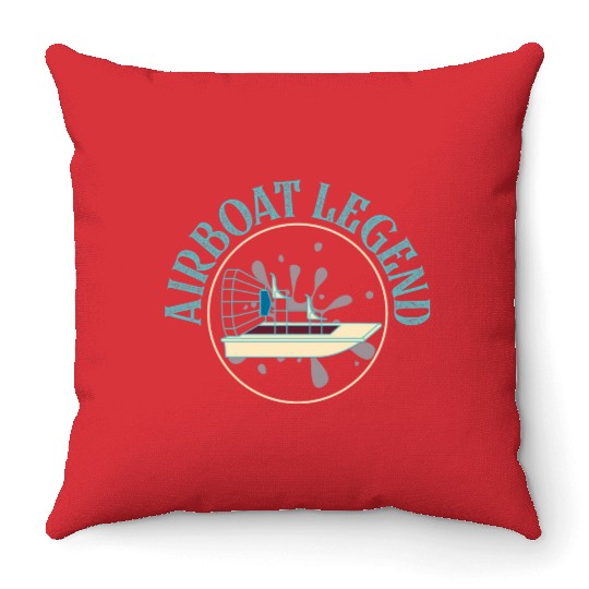 Airboat Legend Hydroplane Air Boat Propeller Swamp Throw Pillows