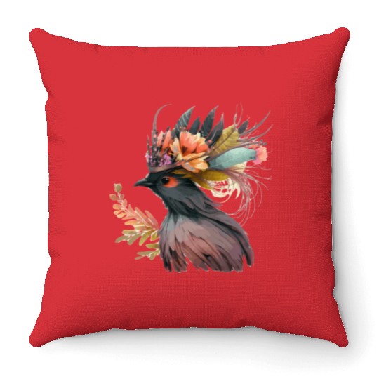 Cute Bird Of Paradise Bird Flower Crown Pet Birds Throw Pillows