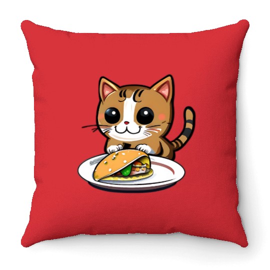 Cute Cat and Taco: A Playful Combination for Your Throw Pillows