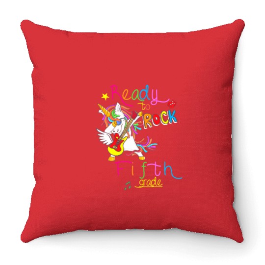 Ready to rock Fifth grade Back to school Throw Pillows