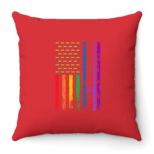 American Sports Rainbow Flag LGBT Pride Month Throw Pillows
