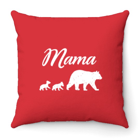 Mama Bear - With Two Cubs Twin Mom Mother's Day Gi Throw Pillows