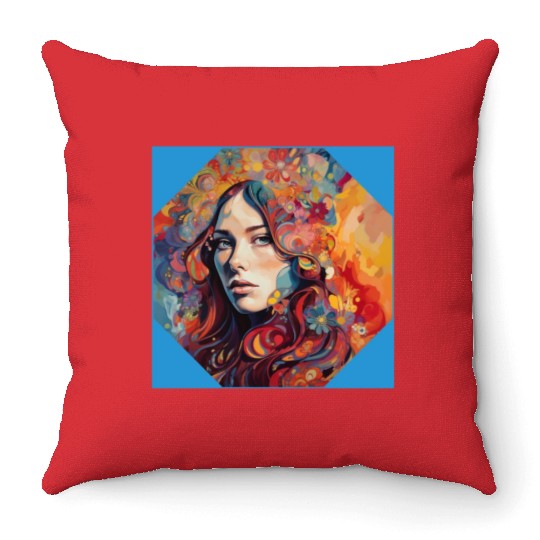 Psychedelic bloom Floral Fantasia Throw Pillows