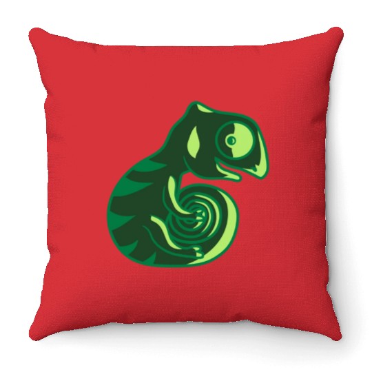 chameleon lizard bunny sweet Throw Pillows