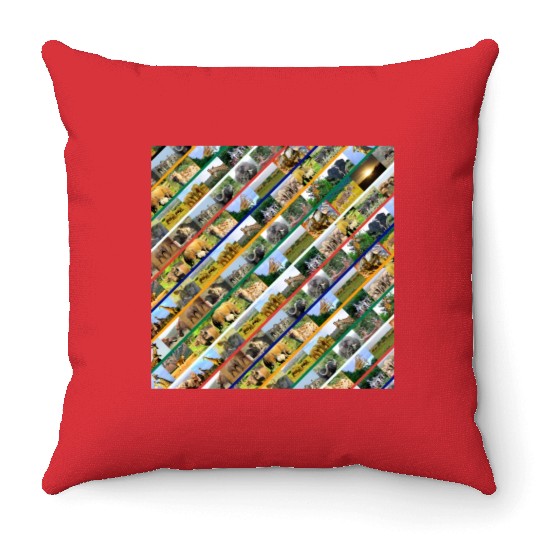 Wildlife Stripe Multi Color Collage Throw Pillows