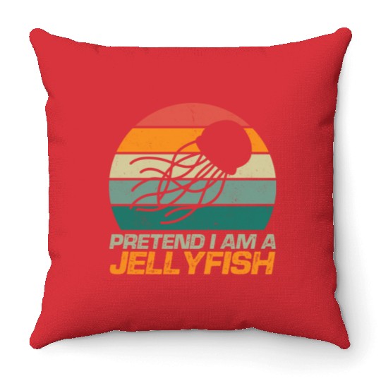 Retro Pretend I m A Jellyfish Ocean Lover Vintage Throw Pillows
