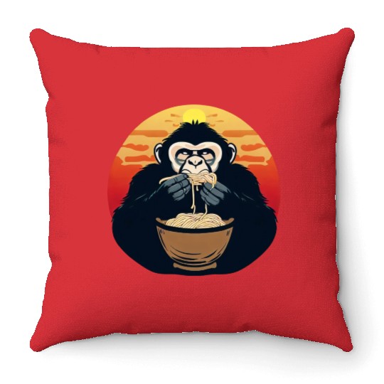 gorilla noodles sunset Throw Pillows