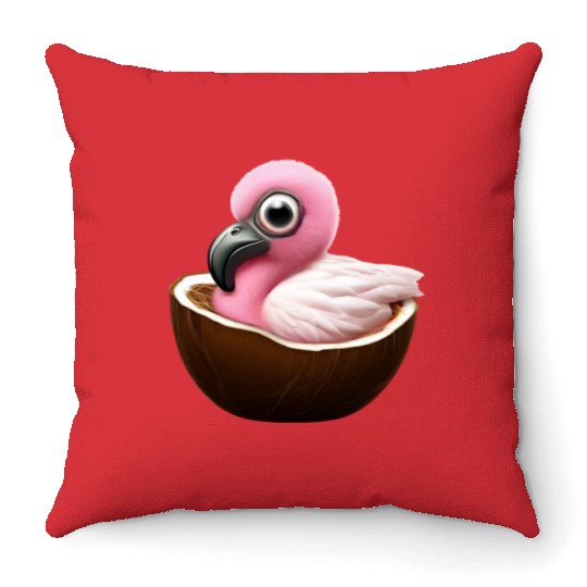 Coconut Flamingo Throw Pillows