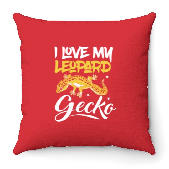 I Love My Leopard Gecko Reptile Lizard Lover Throw Pillows