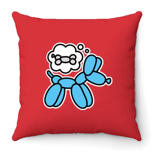 Balloon dog and bone Balloon artist Balloon animal Throw Pillows