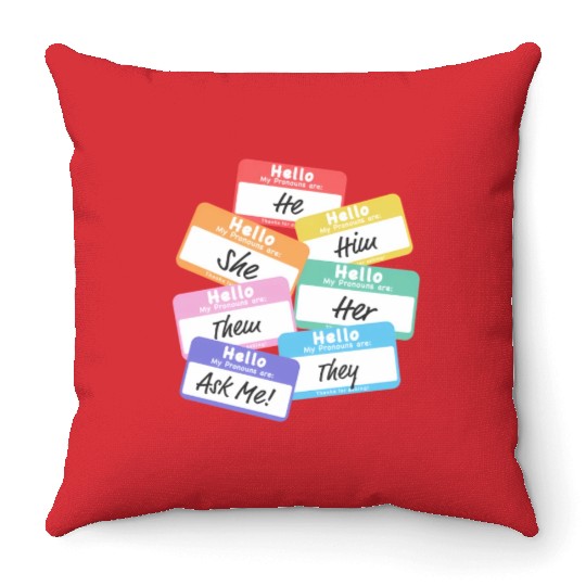 Pride Rainbow Pronouns Throw Pillows