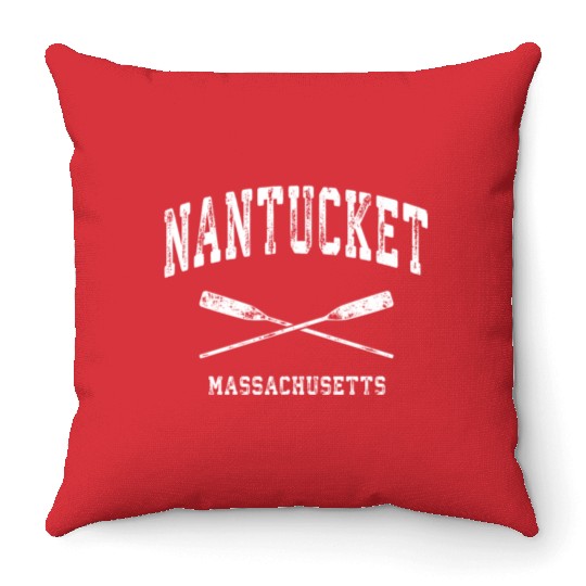 Nantucket Massachusetts Nautical Crossed Oars Throw Pillows