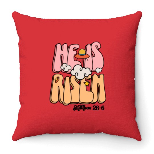 He Is Risen Modern Christian Easter Throw Pillows