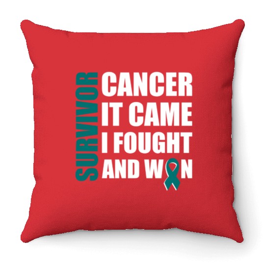 Ovarian Cancer Fight Cancer Ribbon Throw Pillows