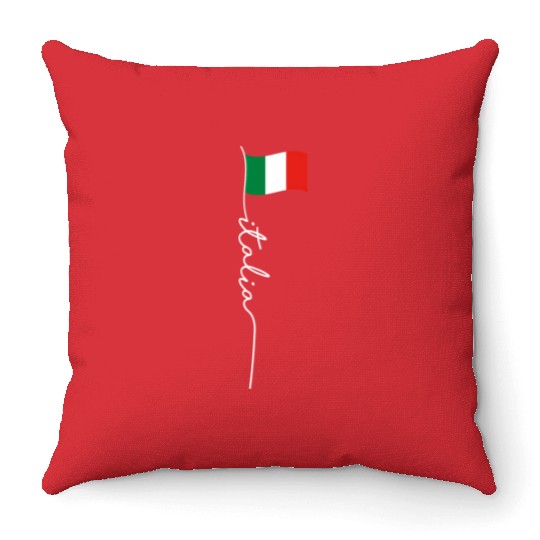 Italy Signature Flag Pole Elegant Patriotic Italia Throw Pillows