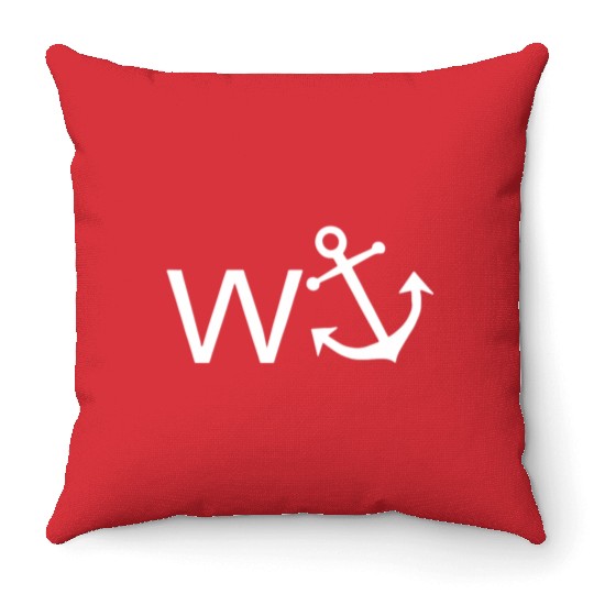 W Anchor Wanker Jerk Slang Throw Pillows