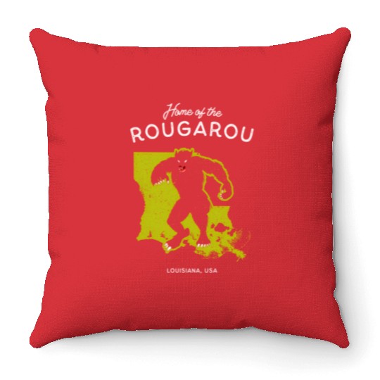 Home Of The Rougarou Louisiana Usa Cryptid Throw Pillows