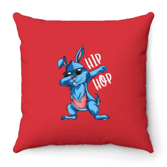 Hip Hop Dabbing Bunny Easter Day Throw Pillows