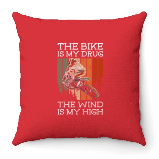 Mountain Bike Adrenaline Motocross Extreme Sport Throw Pillows
