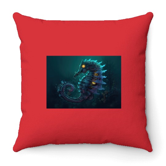 Neon Shark Attack Throw Pillows